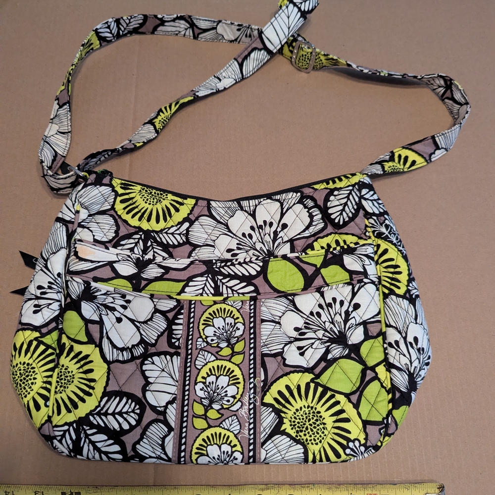 Vera Bradley Floral Bag in Black, White, and Yellow